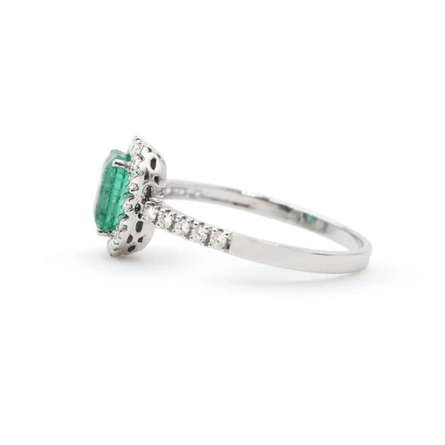 Bague Bague en or blanc avec émeraude zambienne de 0,98 et diamants 58 Facettes