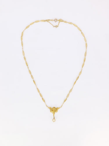 Collier Collier Art Nouveau maille filigrane or jaune perles fines 58 Facettes 1108.2