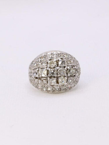 Bague 45 Bague dôme or blanc diamants taille ancienne 58 Facettes J179