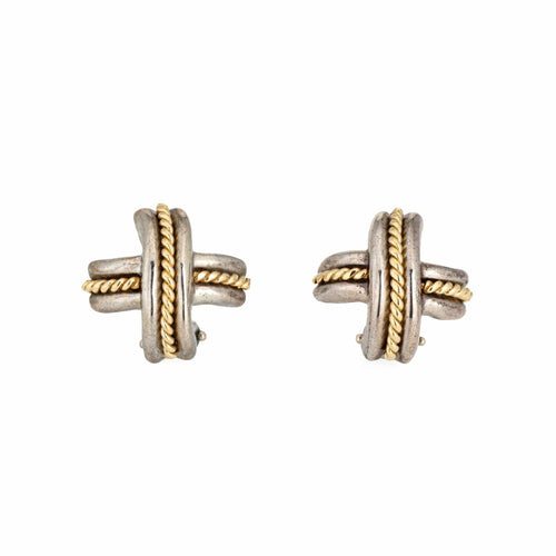 Boucles d'oreilles TIFFANY & CO - Boucles d'oreilles vintage Signature X Croix Argent Sterling Or 58 Facettes G13152