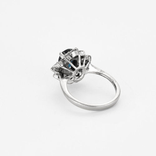Bague 46,5 Bague marguerite or blanc, saphir et diamants 58 Facettes RAM2764