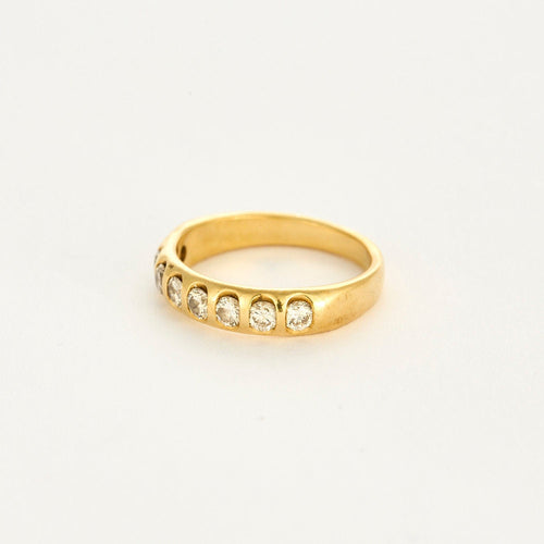 Bague 54 Demi alliance or jaune et diamants 58 Facettes GULK241