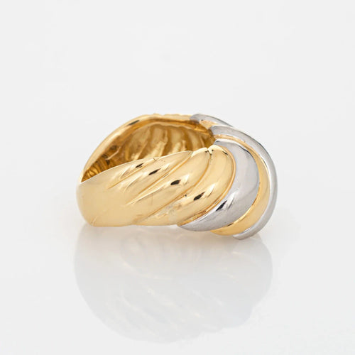 Bague Bague vintage en forme de dôme cannelé, platine, or jaune 18 carats, deux tons, taille 7 58 Facettes G4292