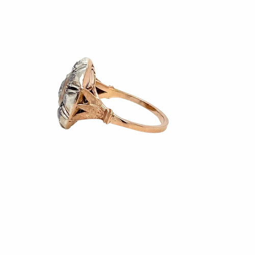 Bague Ensemble bague et boucles d'oreilles victoriennes en or et argent avec diamants 58 Facettes