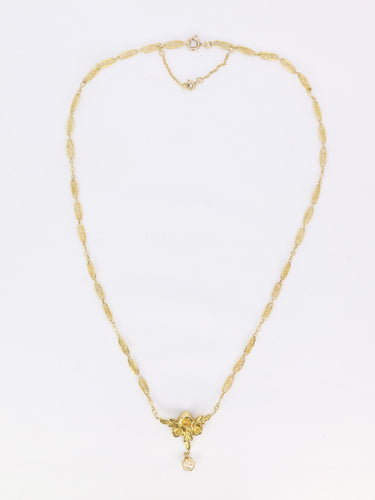 Collier Collier Art Nouveau maille filigrane or jaune perles fines 58 Facettes 1108.2