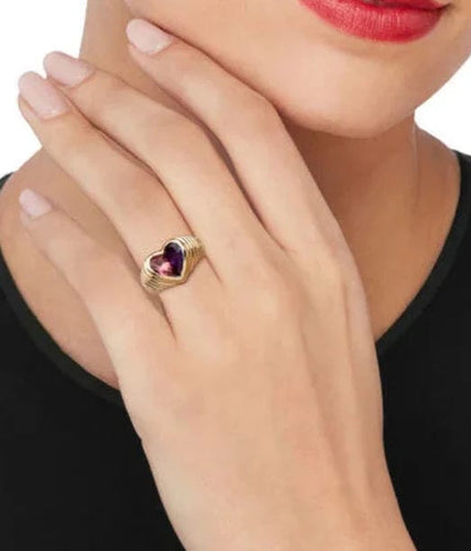Bague en or cœur Bulgari Baccellato avec tourmaline rose et améthyste