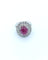 Bague 55.5 Bague Cocktail Ovale Rubis Cabochon et Diamant 58 Facettes A11146