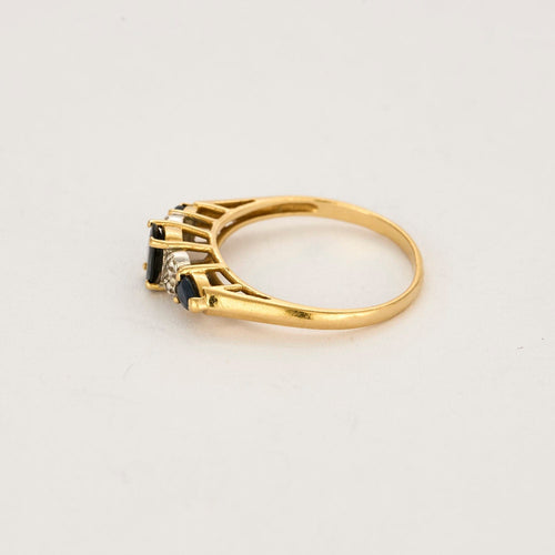 Bague 56 Bague or jaune, saphir et diamants 58 Facettes BEA3298