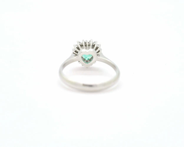 Bague Bague avec émeraude coeur zambien et diamants 58 Facettes