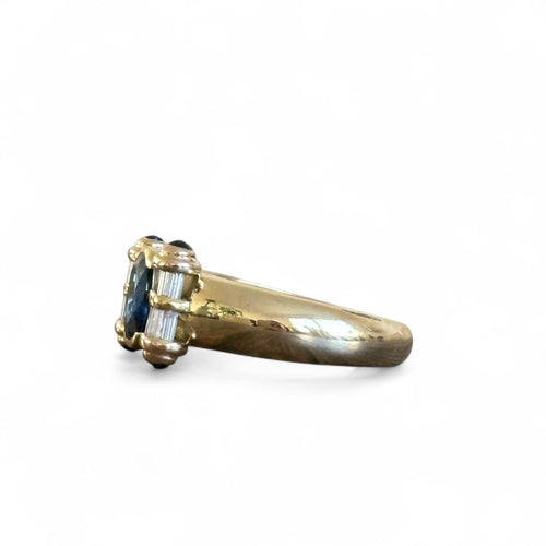 Bague 56 Bague rouleau saphirs et diamants en or jaune 58 Facettes 342