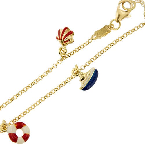 Bracelet Bracelet or jaune avec breloques en émail 58 Facettes 34594