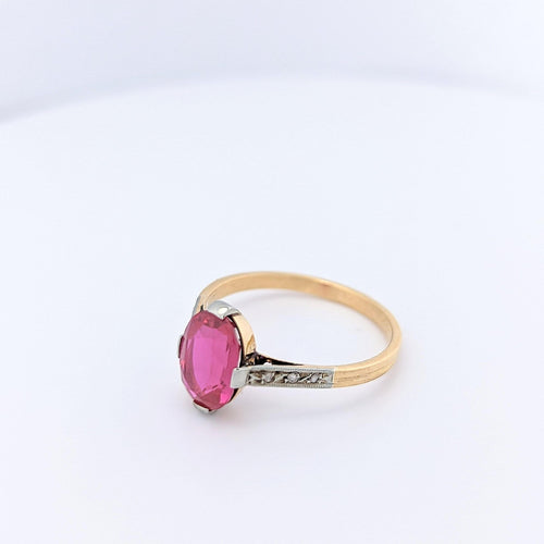 Bague Solitaire en or jaune diamants et rubis 58 Facettes 25165