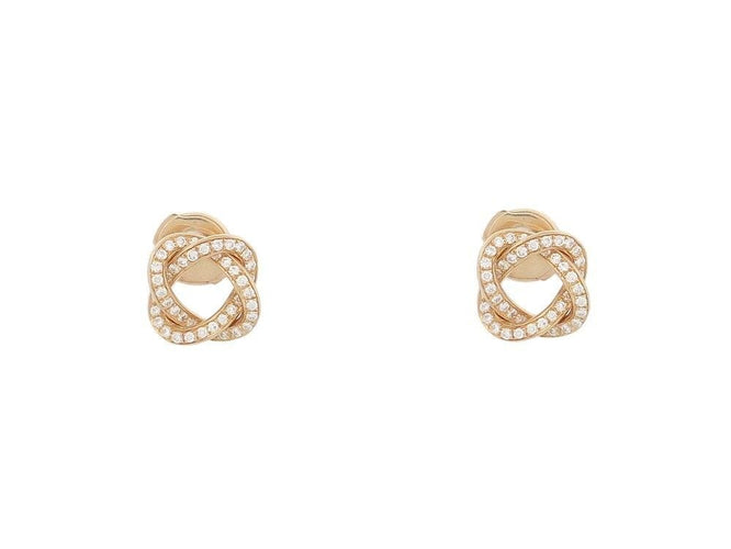 Boucles d'oreilles boucles d'oreilles POIRAY puces tresse or jaune diamants 58 Facettes 260895