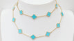 Collier VAN CLEEF & ARPELS - Sautoir Vintage Alhambra or jaune et turquoise 58 Facettes