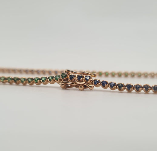 Bracelet Bracelet Tennis or rose serti de saphir multi-couleur 58 Facettes