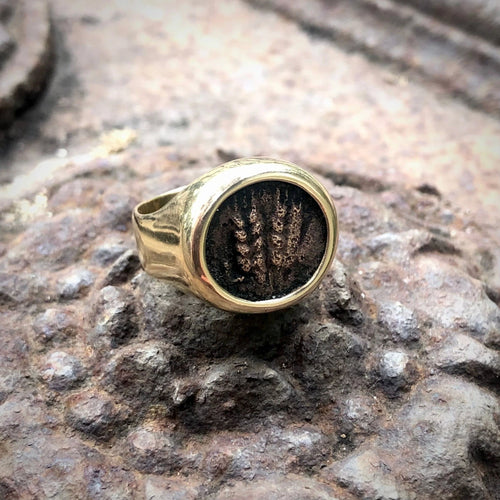 Bague 53.5 Bague ancienne en or avec pièce de monnaie du roi Agrippa Ier 58 Facettes