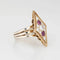 Bague Bague vintage années 80 en forme de losange, diamant et rubis, or jaune 14 carats, taille 5 58 Facettes G13614