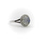 Bague en or 18 carats des années 1950 représentant un homme dans la lune, sculptée dans une pierre de lune et ornée de diamants.