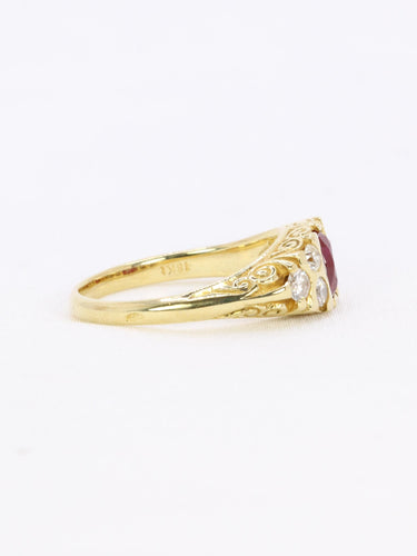 Bague 53 Bague vintage rubis coussin diamants or jaune 58 Facettes 1109.3