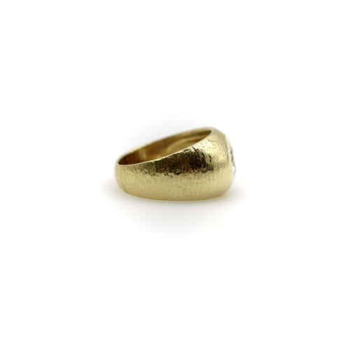 Bague 53 Bague édouardienne en or 18 carats, sertie d'un diamant taille européenne ancienne, martelé à la main 58 Facettes A20049