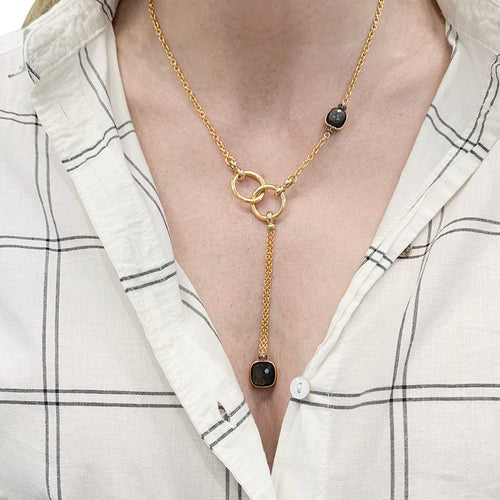 Collier Collier Pomellato, "Nudo", or rose, obsidiennes, diamants noirs. 58 Facettes 33631