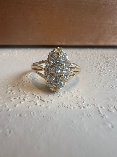 Bague 51 Antique yellow gold diamond ring 58 Facettes