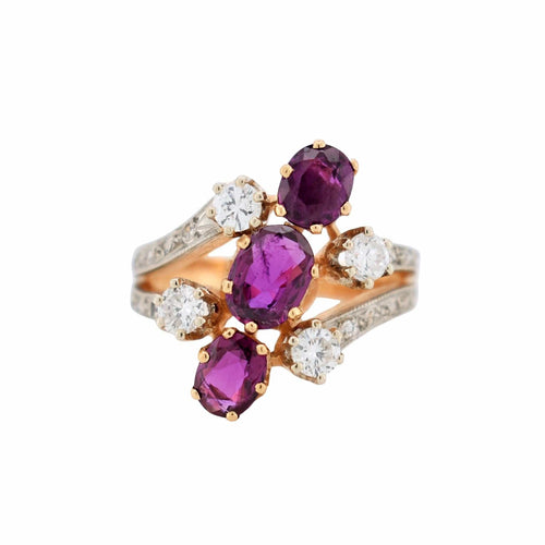Bague 53 Bague Vintage Or Rubis et Diamants 1960 58 Facettes 385