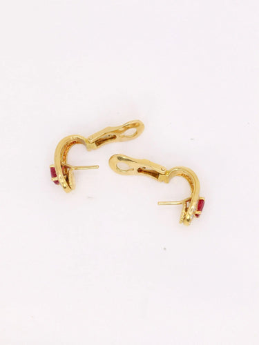 Boucles d'oreilles Boucles d'oreilles vintage diamants rubis 0,8 ct 58 Facettes J450