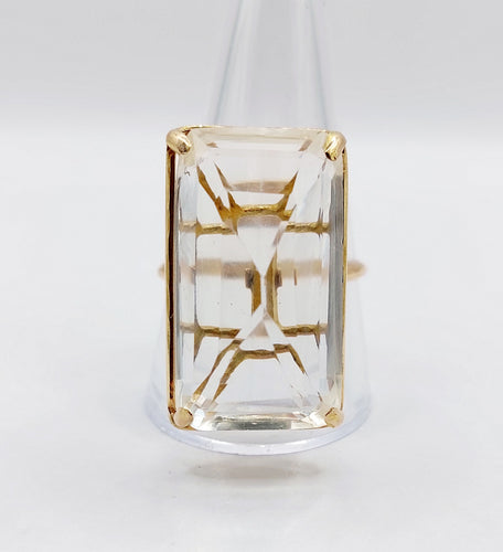 Bague 62.5 Bague cocktail vintage en or 18k et pierre jaune 58 Facettes A06670