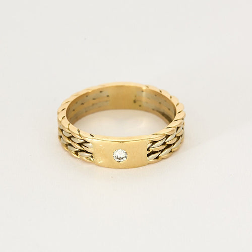 Bague 64 Alliance or jaune et gris et diamant 58 Facettes BIA09632