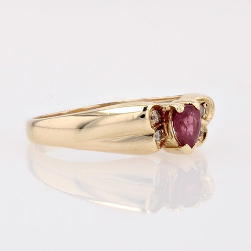 Bague 49 Bague moderne or jaune rubis diamants 58 Facettes 17-024C