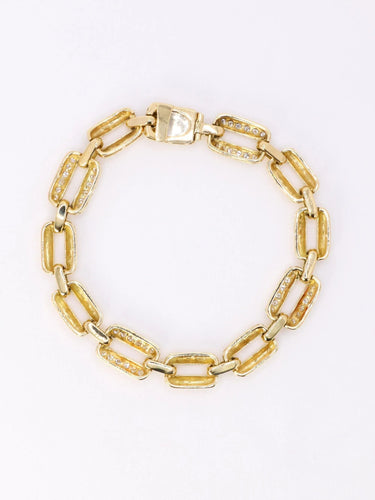 Bracelet Bracelet vintage maille rectangle or jaune diamants 58 Facettes 1085.1