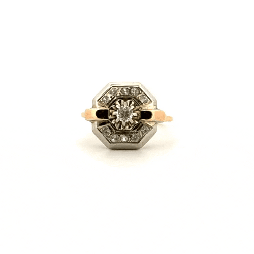Bague 52 Bague Art-Déco or jaune et blanc et diamant 58 Facettes 64-GS35367