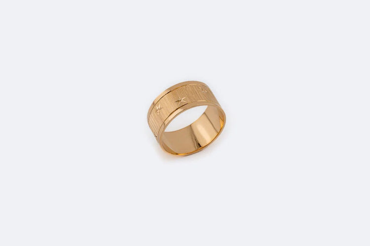Bague Oro Giallo / 13 Anello a fascia in oro giallo con stelline 58 Facettes ANL858