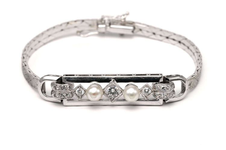 Bracelet Bracelet Art Déco en or blanc 18k et diamants taille brillant 0,538 ct 58 Facettes 23417