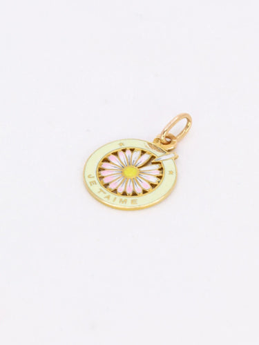Pendentif Medaille vintage Je t’aime or jaune émail 58 Facettes 1096