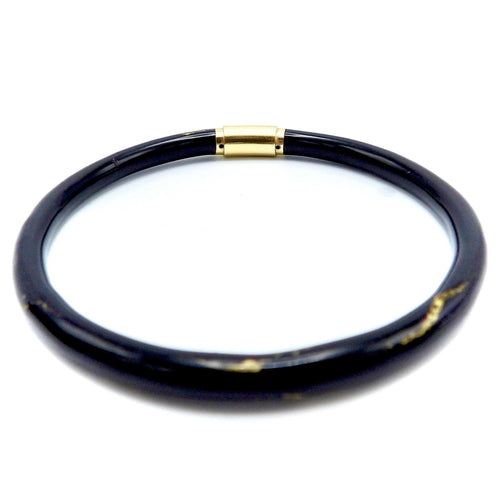 Bracelet SOHO 18K Gold Black Enamel Calligraphic Stripe Bangle Bracelet 58 Facettes
