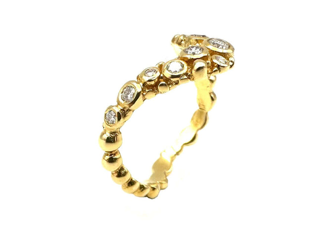 Bague 52 GILBERT ALBERT. Bague or jaune 18K et diamants 58 Facettes