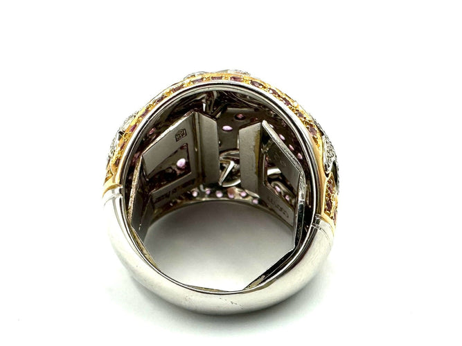 Bague 52 AUDEMARS PIGUET. Bague 2 ors 18K, saphirs roses et diamants 58 Facettes