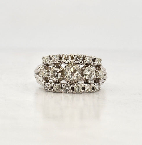 Bague Bague ancienne or blanc jarretière diamants 58 Facettes