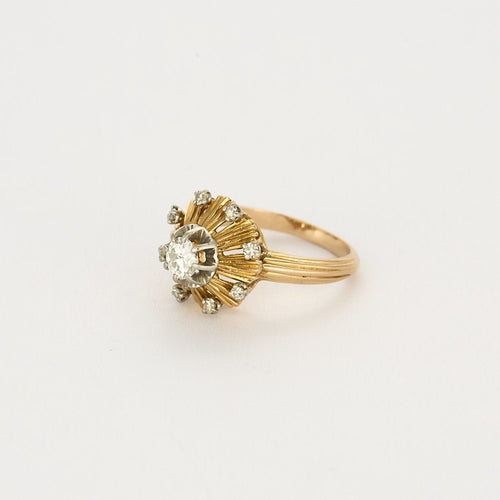 Bague 51 Bague en or rose 18K et platine 58 Facettes ALE42612