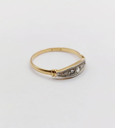 Bague 58 Bague jarretière Art Déco or jaune, diamants taille rose (circa 1920) 58 Facettes A06032