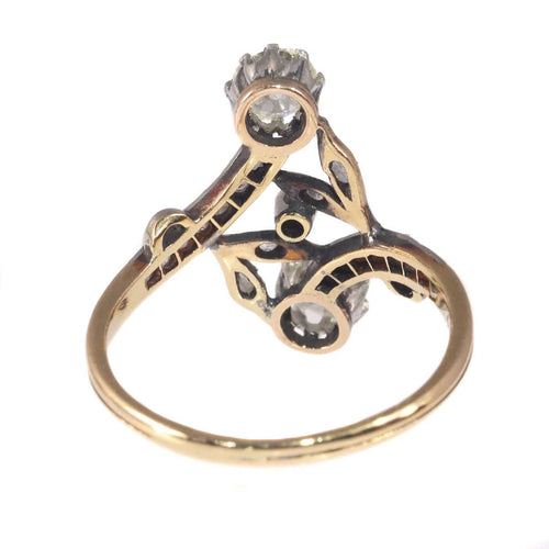 Vintage Belle Epoque diamond toi et moi engagement ring