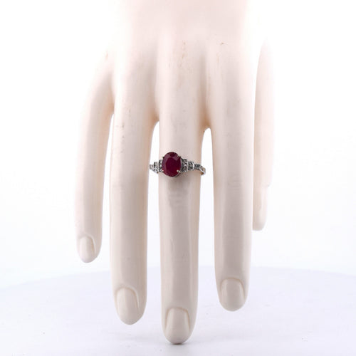 Bague 55 Bague Art déco en platine avec rubis et diamants 58 Facettes