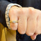 Bague 47 Solitaire en or jaune et diamants, feuilles de 58 Facettes