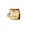 Bague vintage en or jaune avec une grande citrine – motif architectural