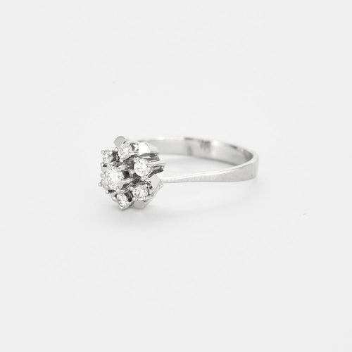 Bague 59 Bague marguerite diamants or blanc 58 Facettes LMB-155