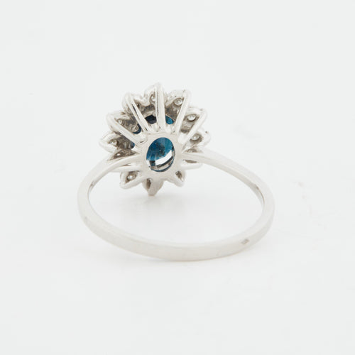 Bague 60 Bague Or Blanc - Style Marguerite avec Saphir et Diamants 58 Facettes RÉF 2151/12