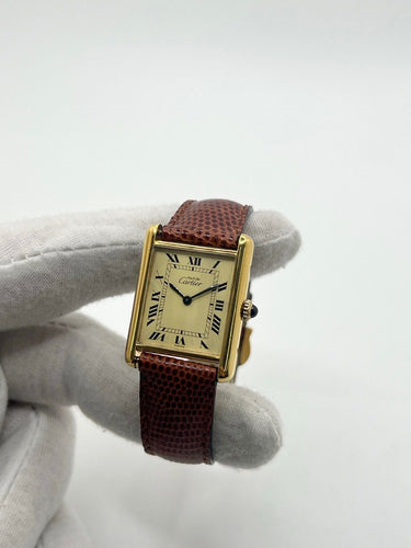 Montre Cartier - Montre Tank Must Vermeil grand modèle en vermeil et argent 58 Facettes