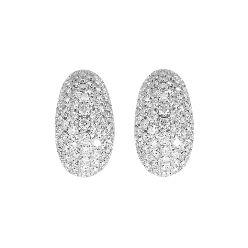 Paire de Demi-Créoles en or blanc et diamants
